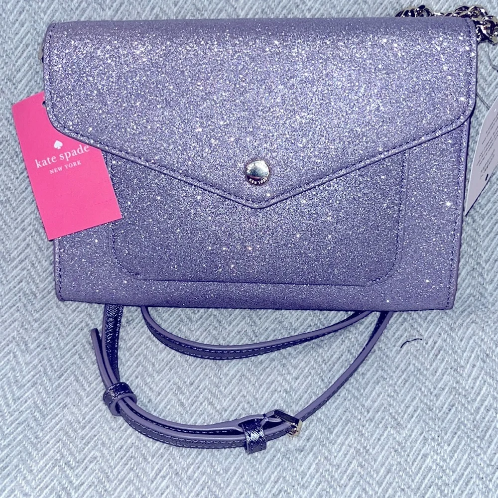 New Kate Spade flap crossbody in tinsel glitter